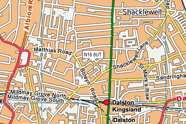 N16 8UT map - OS VectorMap District (Ordnance Survey)