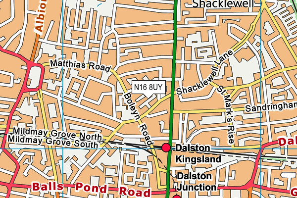 N16 8UY map - OS VectorMap District (Ordnance Survey)