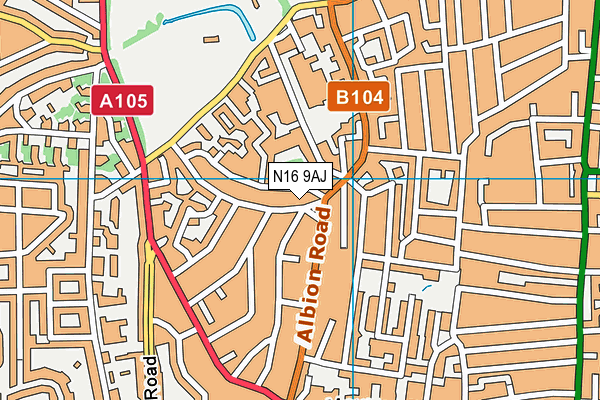 N16 9AJ map - OS VectorMap District (Ordnance Survey)