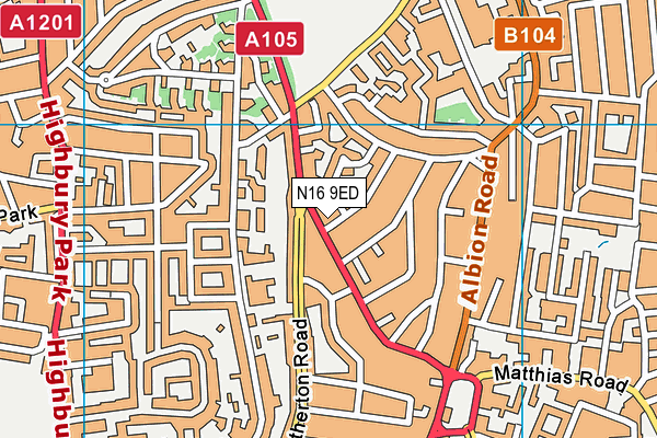 N16 9ED map - OS VectorMap District (Ordnance Survey)