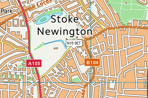 N16 9ET map - OS VectorMap District (Ordnance Survey)