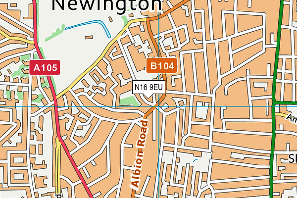 N16 9EU map - OS VectorMap District (Ordnance Survey)