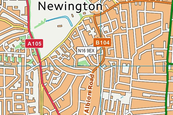 Stoke Newington School & Sixth Form map (N16 9EX) - OS VectorMap District (Ordnance Survey)