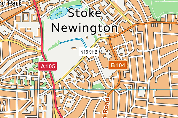 N16 9HB map - OS VectorMap District (Ordnance Survey)