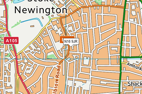 N16 9JR map - OS VectorMap District (Ordnance Survey)