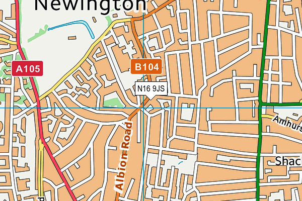 N16 9JS map - OS VectorMap District (Ordnance Survey)