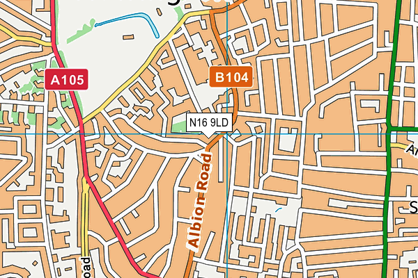 N16 9LD map - OS VectorMap District (Ordnance Survey)