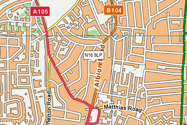 N16 9LP map - OS VectorMap District (Ordnance Survey)