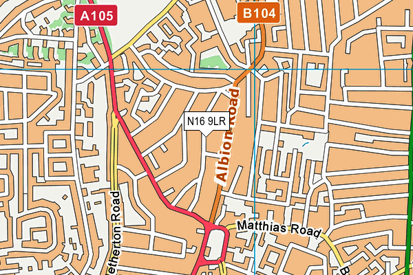 N16 9LR map - OS VectorMap District (Ordnance Survey)