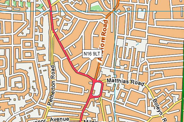 N16 9LT map - OS VectorMap District (Ordnance Survey)