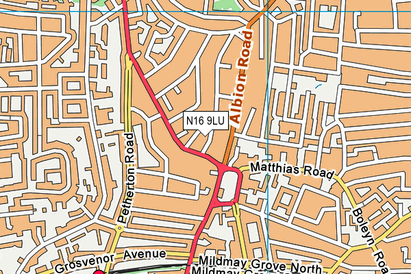 N16 9LU map - OS VectorMap District (Ordnance Survey)