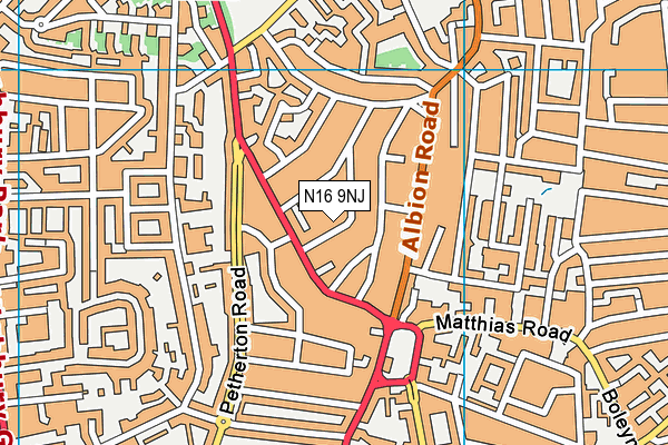 N16 9NJ map - OS VectorMap District (Ordnance Survey)