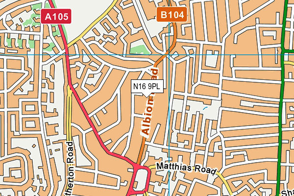 N16 9PL map - OS VectorMap District (Ordnance Survey)