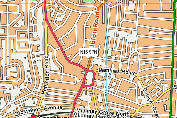 N16 9PN map - OS VectorMap District (Ordnance Survey)