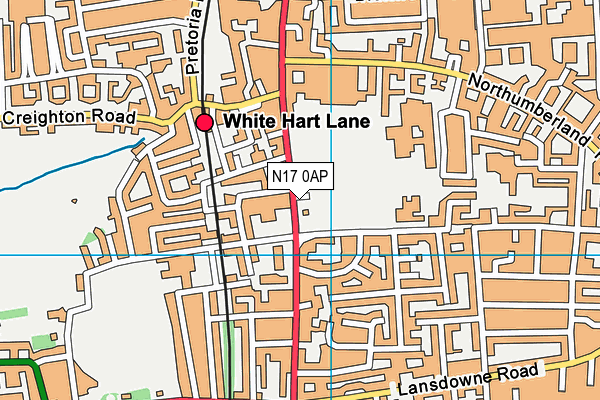 White Hart Lane (Closed) map (N17 0AP) - OS VectorMap District (Ordnance Survey)