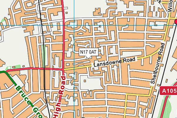 N17 0AT map - OS VectorMap District (Ordnance Survey)