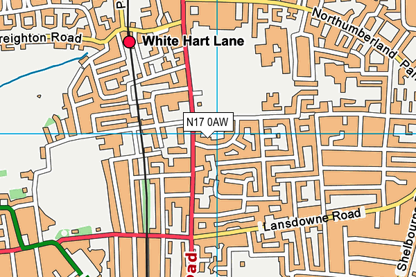 N17 0AW map - OS VectorMap District (Ordnance Survey)