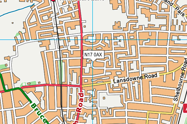 N17 0AX map - OS VectorMap District (Ordnance Survey)