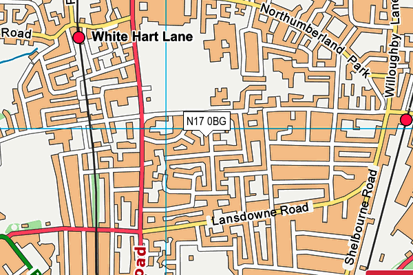 N17 0BG map - OS VectorMap District (Ordnance Survey)