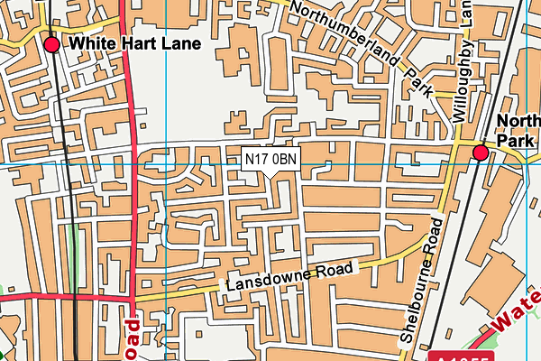 N17 0BN map - OS VectorMap District (Ordnance Survey)