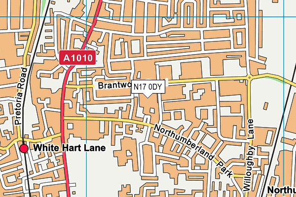 N17 0DY map - OS VectorMap District (Ordnance Survey)