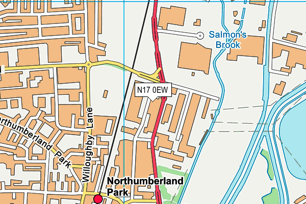 N17 0EW map - OS VectorMap District (Ordnance Survey)