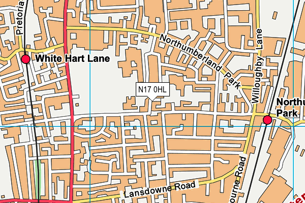 N17 0HL map - OS VectorMap District (Ordnance Survey)