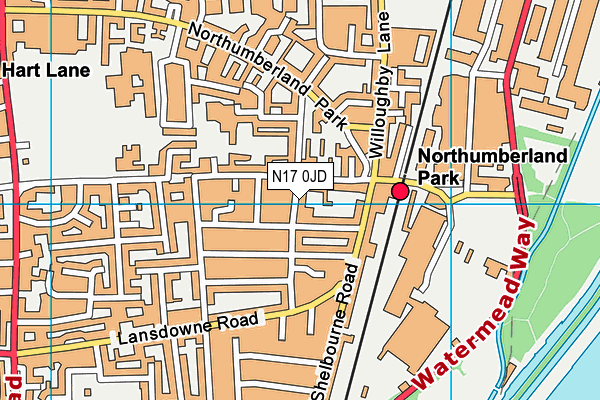 N17 0JD map - OS VectorMap District (Ordnance Survey)