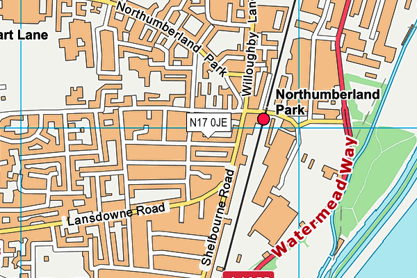 N17 0JE map - OS VectorMap District (Ordnance Survey)
