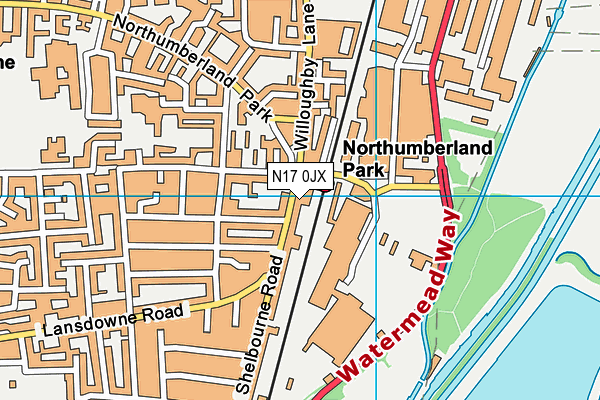 N17 0JX map - OS VectorMap District (Ordnance Survey)