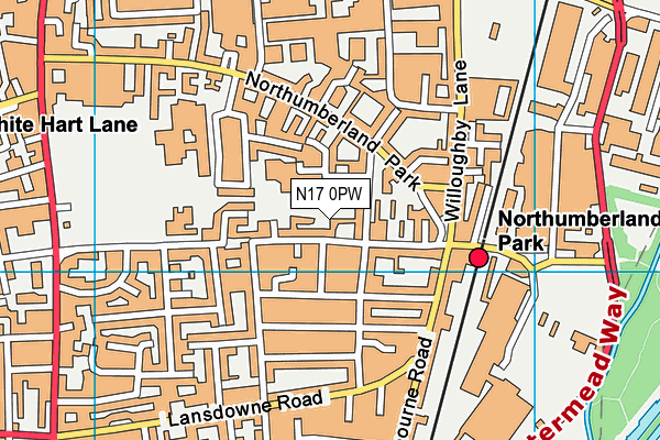 N17 0PW map - OS VectorMap District (Ordnance Survey)
