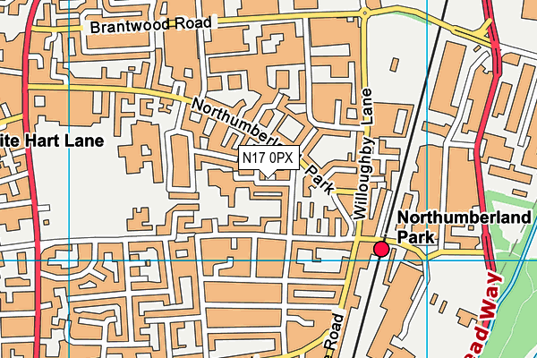 N17 0PX map - OS VectorMap District (Ordnance Survey)
