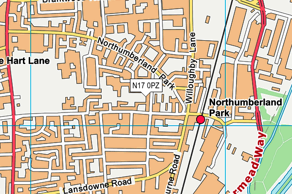 N17 0PZ map - OS VectorMap District (Ordnance Survey)