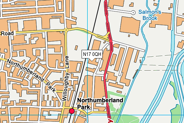 N17 0QH map - OS VectorMap District (Ordnance Survey)