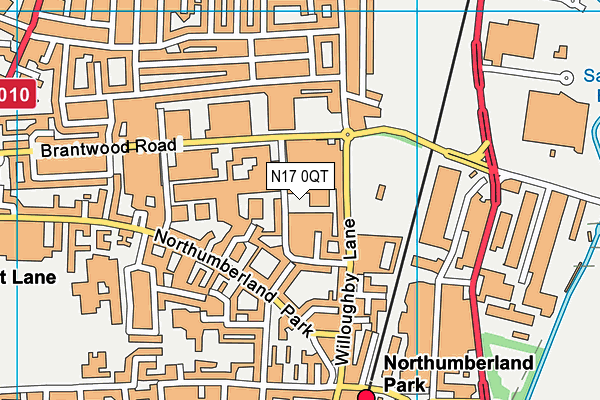 N17 0QT map - OS VectorMap District (Ordnance Survey)