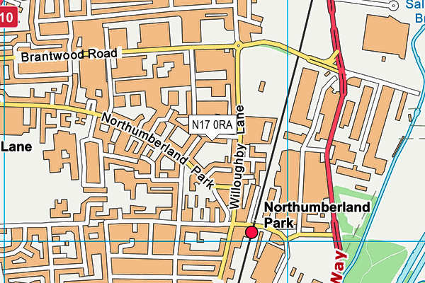 N17 0RA map - OS VectorMap District (Ordnance Survey)