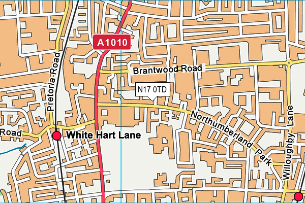 N17 0TD map - OS VectorMap District (Ordnance Survey)