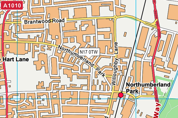 N17 0TW map - OS VectorMap District (Ordnance Survey)