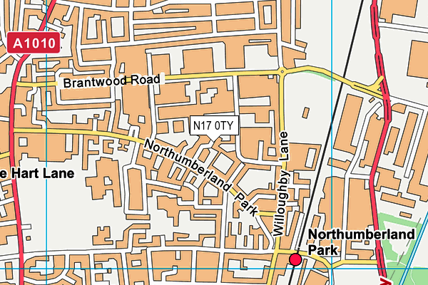 N17 0TY map - OS VectorMap District (Ordnance Survey)