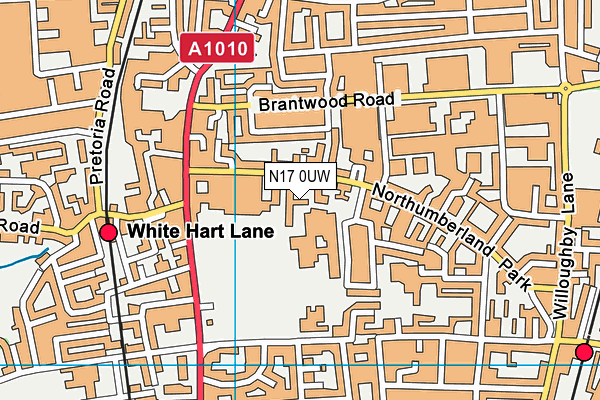 N17 0UW map - OS VectorMap District (Ordnance Survey)