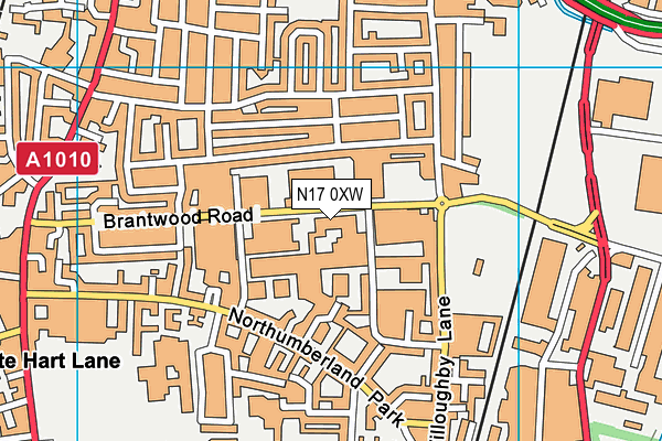 N17 0XW map - OS VectorMap District (Ordnance Survey)