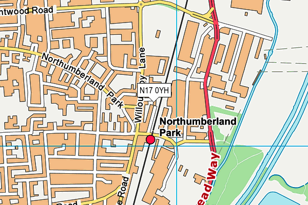 N17 0YH map - OS VectorMap District (Ordnance Survey)