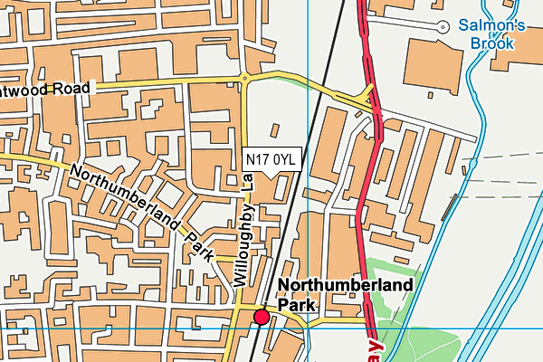 N17 0YL map - OS VectorMap District (Ordnance Survey)