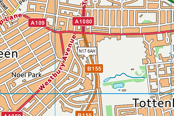 N17 6AH map - OS VectorMap District (Ordnance Survey)