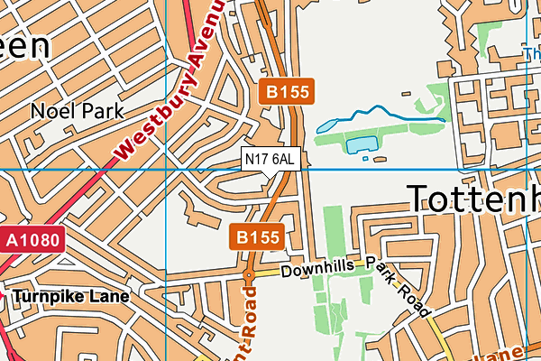 N17 6AL map - OS VectorMap District (Ordnance Survey)