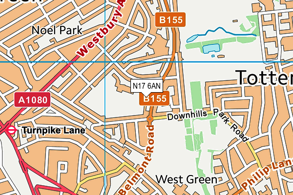 N17 6AN map - OS VectorMap District (Ordnance Survey)