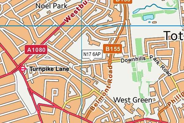 N17 6AP map - OS VectorMap District (Ordnance Survey)