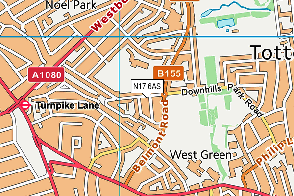 N17 6AS map - OS VectorMap District (Ordnance Survey)