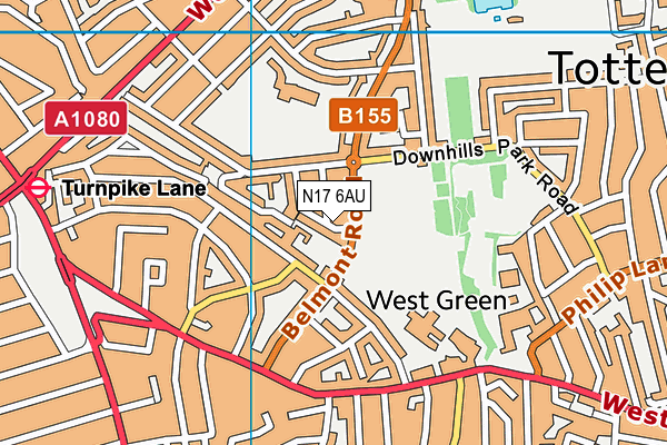 N17 6AU map - OS VectorMap District (Ordnance Survey)