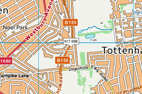 N17 6BB map - OS VectorMap District (Ordnance Survey)